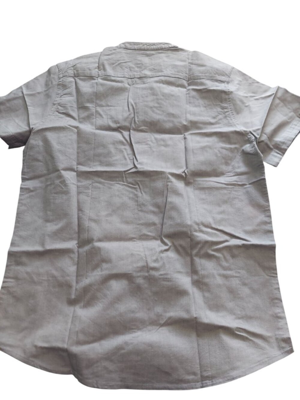 Max Mens Gray Mandarin Collar Short Sleeve Button-Up Shirt Size M 1462